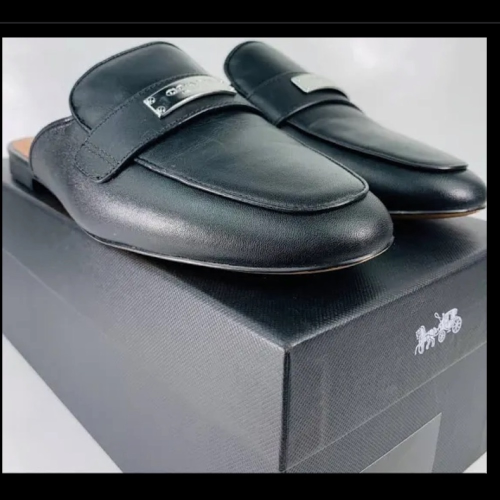 Coach Leather Black Mules